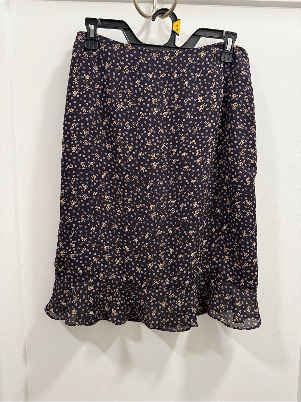 Ann Taylor Factory Navy Skirt with Beige Floral Print